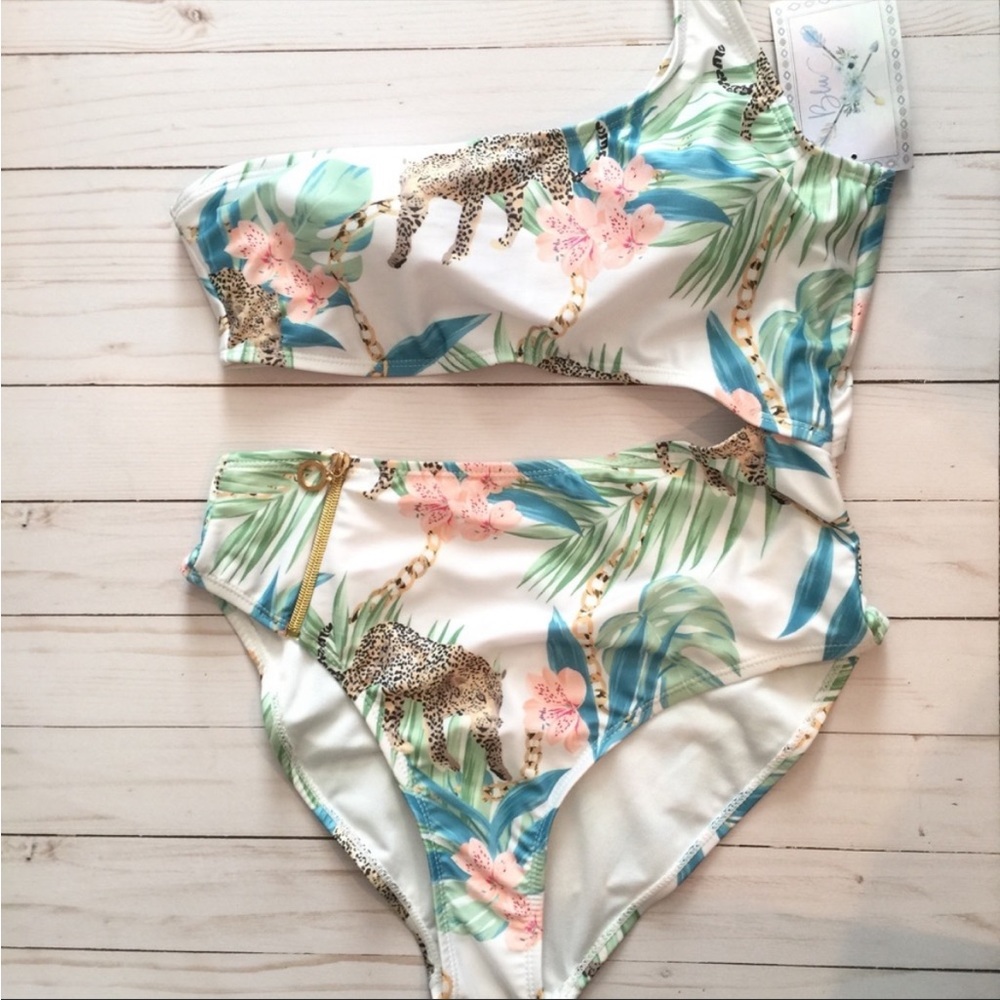 Blu C Leopard Tropical Monokoni Swimsuit One